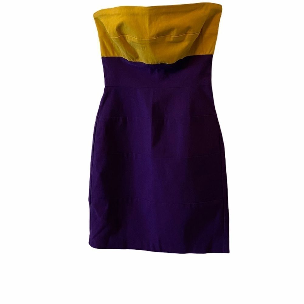 LE CHATEAU Colour Blocked Stretch Strapless Dress